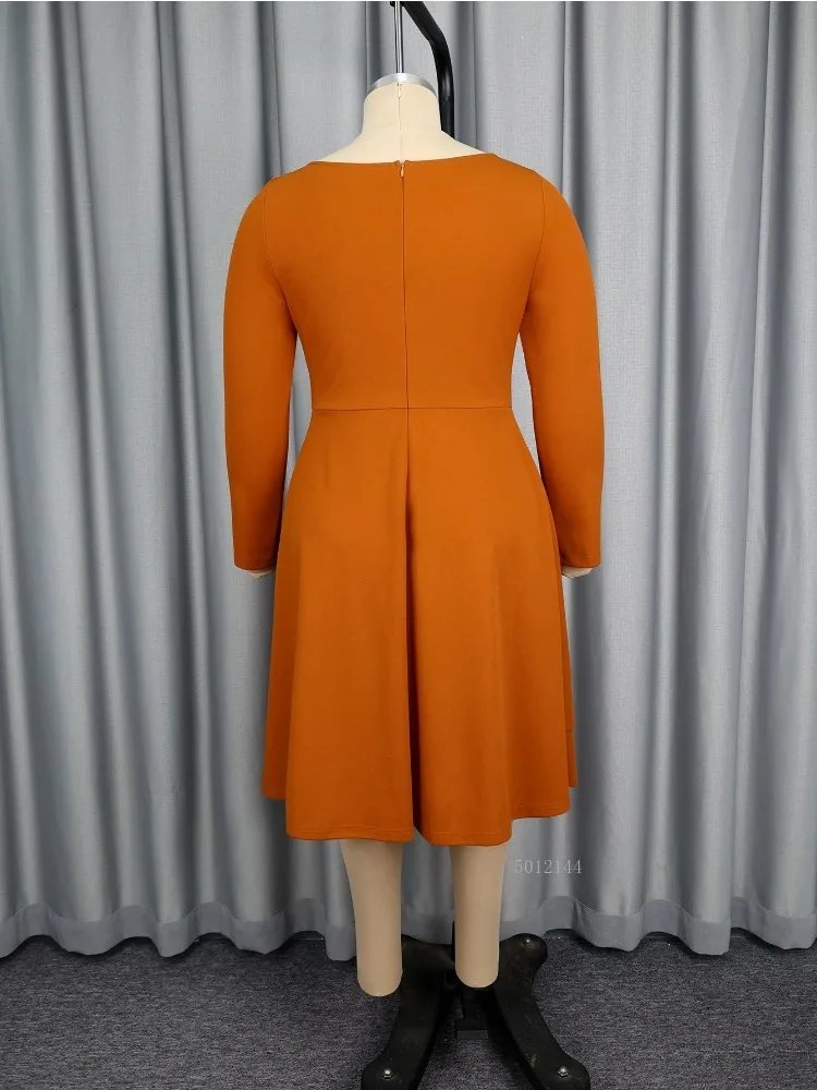 أنيقة ألف خط فساتين متوسطة الطول للنساء السفينة طوق طويلة الأكمام مطوي الماس الخصر زخرفة حفلة الكنيسة مكتب سيدة العباءات جديد