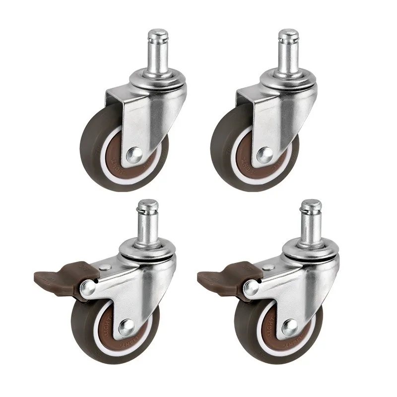 

4 Pcs/Lot Circlip TPE Casters 1/1.25/1.5/2 Inch Boss Office Shift Computer Swivel Chair Silent Universal Pulley Wheels Furniture