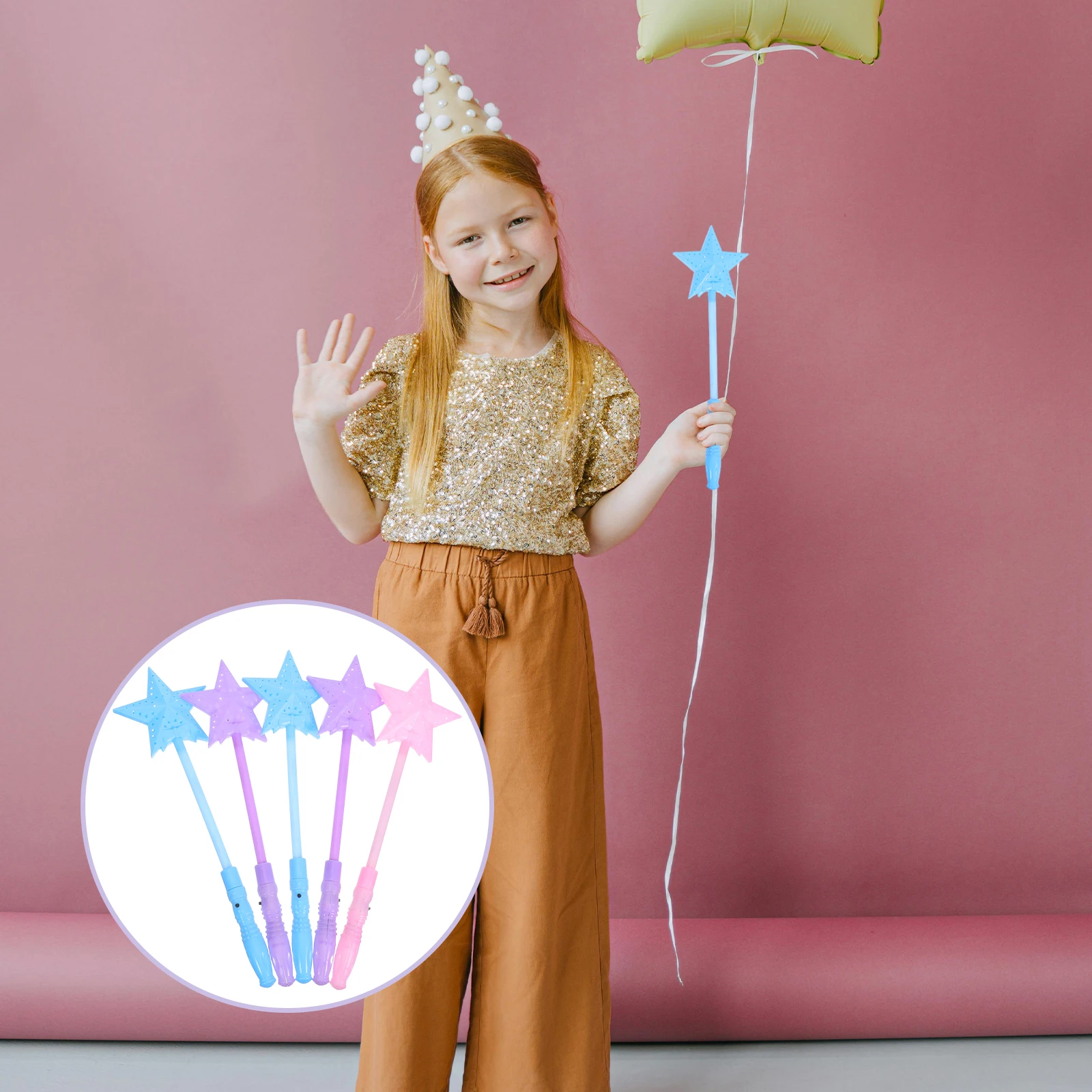 

5pcs Led Colorful Luminous Five-Pointed Star Flashing Sticks Cheer Props Party Supplies Birthday Bar Glow Wands