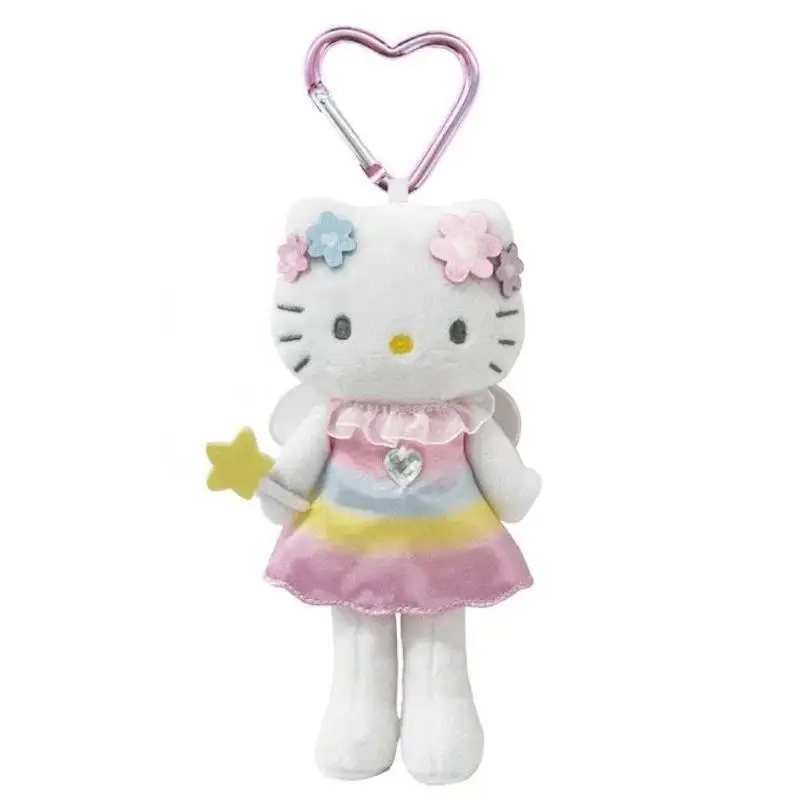 Porte-clés en peluche à longues jambes Hello Kitty, mignon, peau noire, chat elfe Kt, poupée en peluche douce, pendentif de voiture, sac à dos, décor de sac