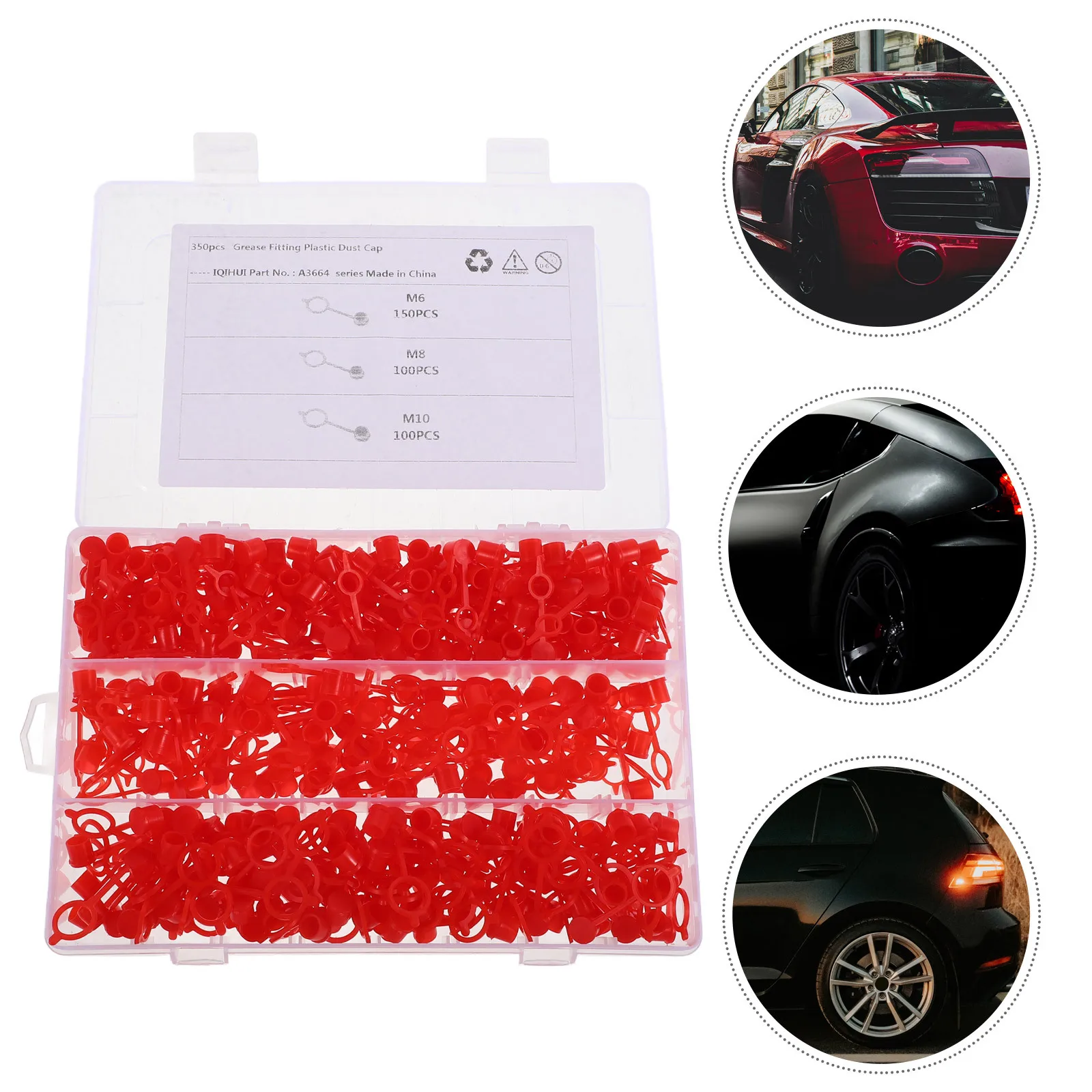 

350pcs Grease Fitting Caps Red Sizes For Brake Bleeder Screw Automotive Bicycle Hydraulic Connector Dust Plug Zerk