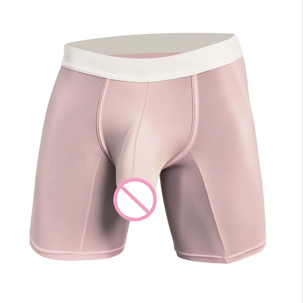 1pc Men Lightweight Sporty Long Leg Shorts Boxers Big U Shape Pouch Breathable Comfortable Underwear M-3XL Large Size