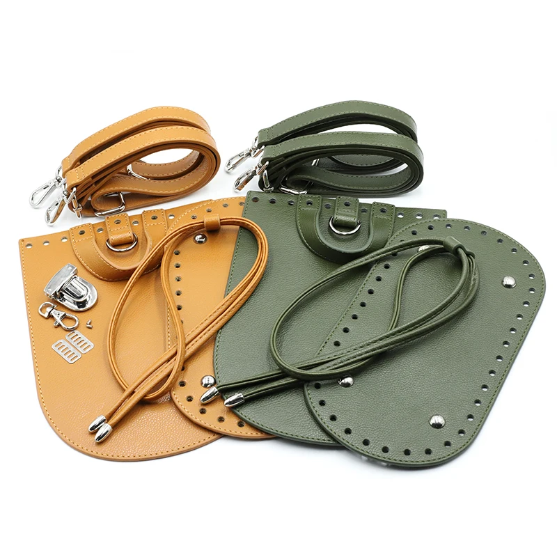 Handmade Handbag DIY Woven Bag Set Soft Leather Bag Bottoms with Hardware Accessories Handbag Shoulder Strap for Women Backpack