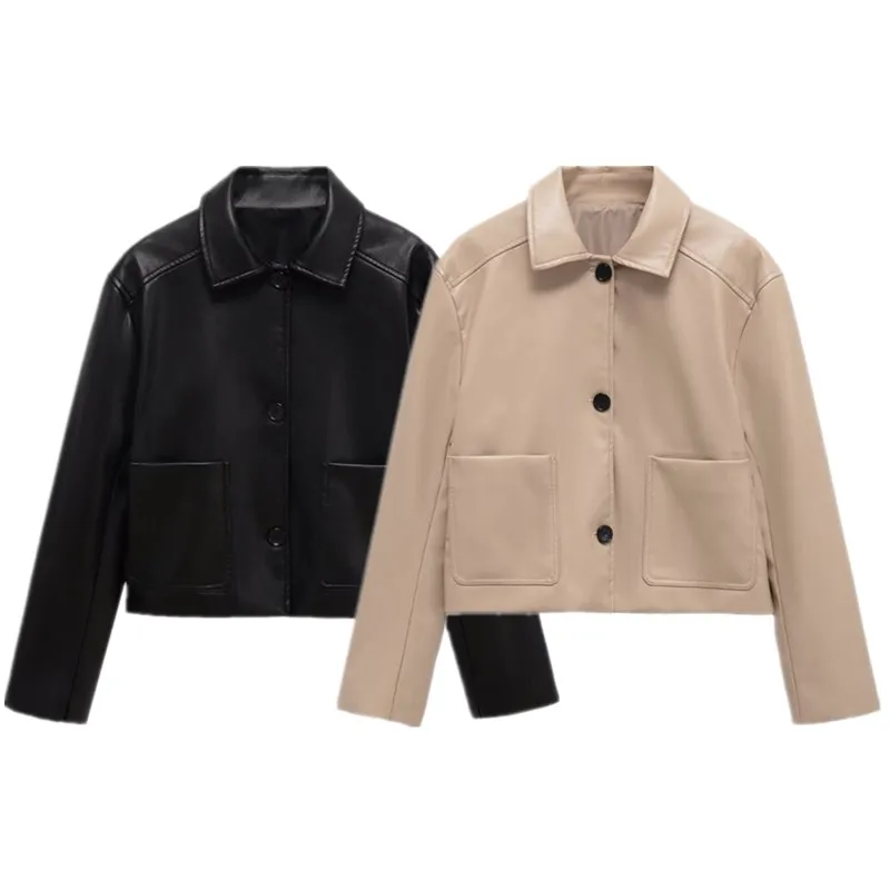 2025 otoño nueva mujer ort Quali cuero Jaet versátil viaje Sle prendas de vestir exteriores señoras Faion Cact tamaño