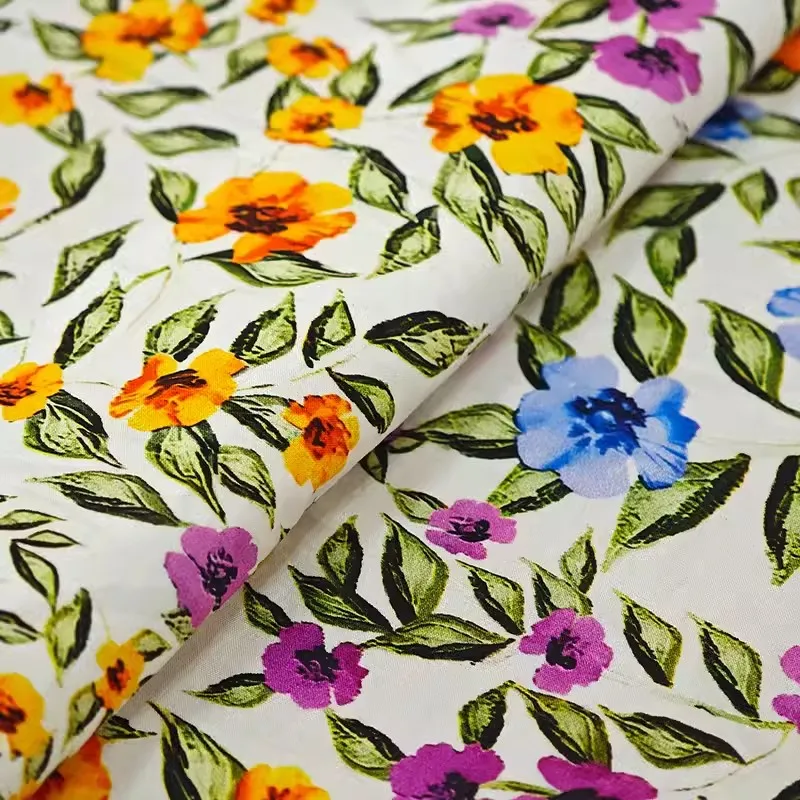 Europe and America Fashion Show Colorful Small Flower Printed Cotton Fabric For Women’s Summer Dress Blouse DIY Clth Sewing