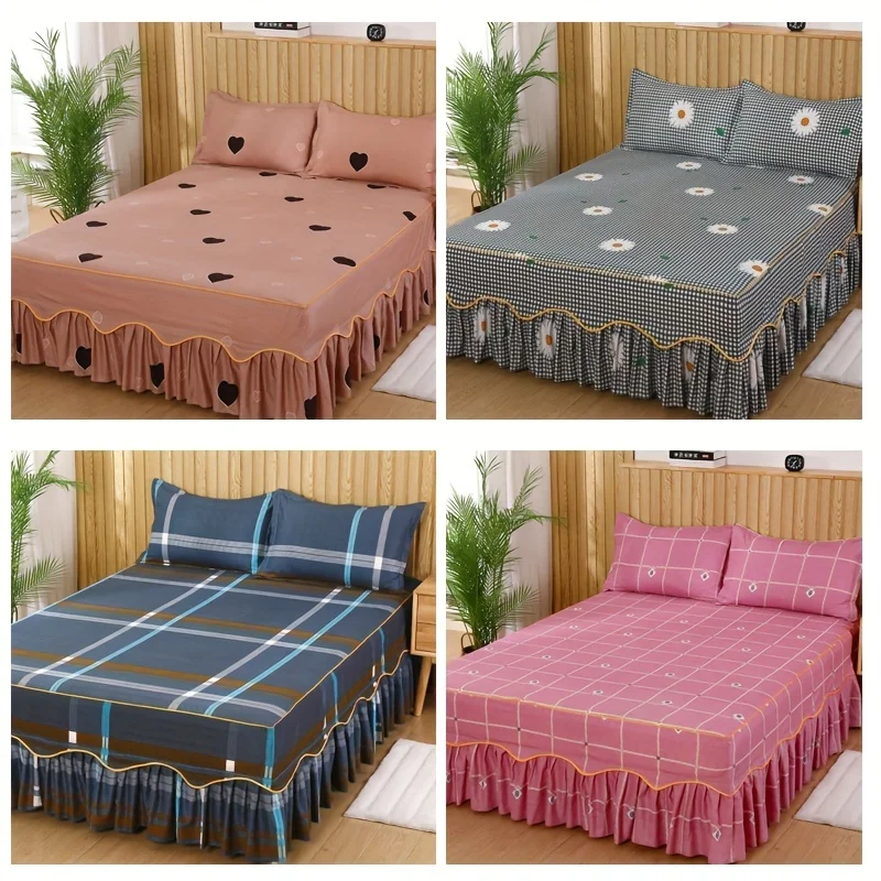 

Bed skirt 3-piece lace is suitable for four seasons and can be directly machine washed and colorfast