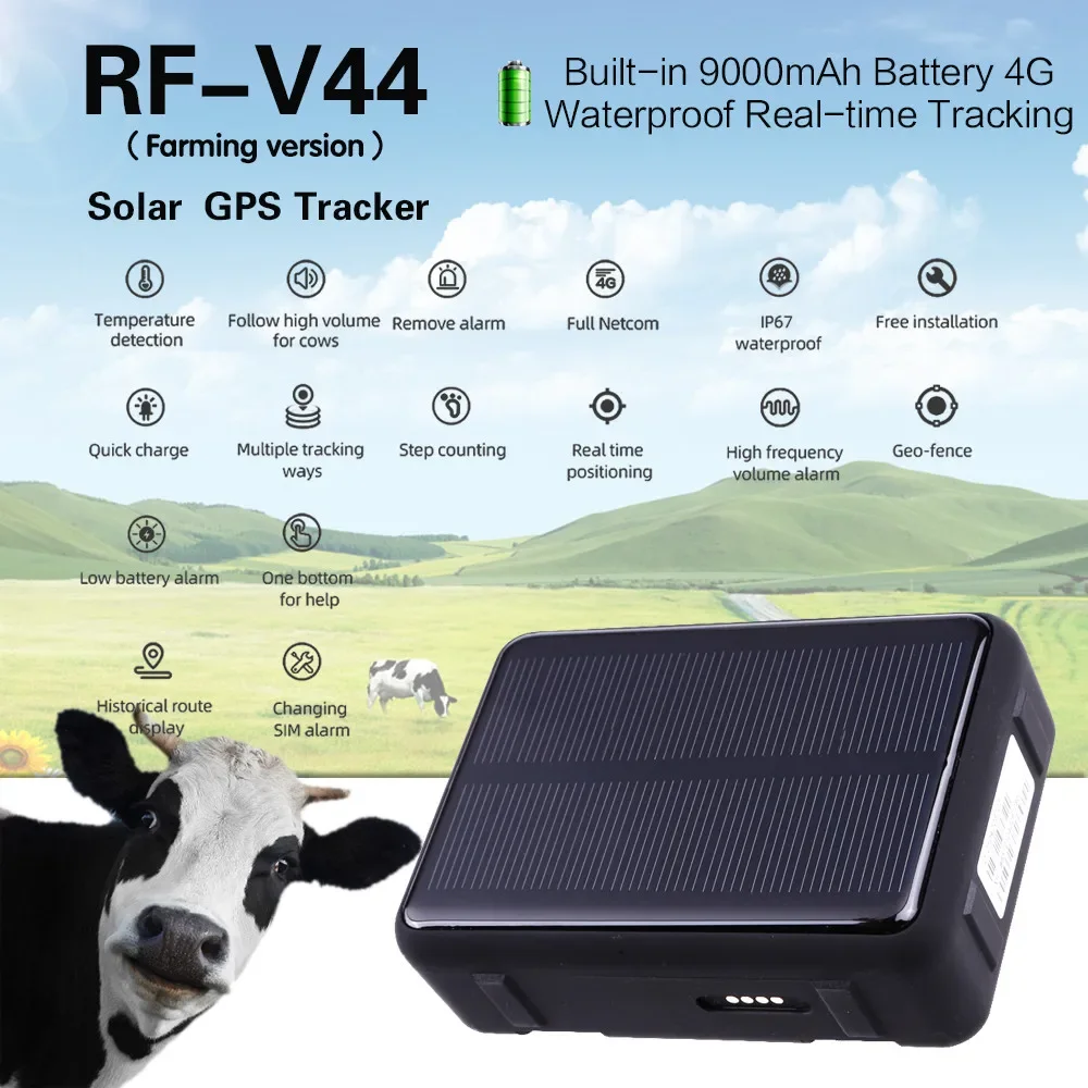 9000mAh Waterproof 4G LTE Real-time Solar Power Camel GPS Position Wild Animal Locator Sheep Horse Cattle Tracking Device