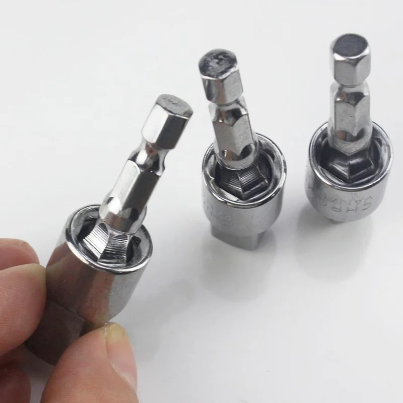 1/4 "3/8" 1/2 "Bor Listrik อะแดปเตอร์เต้าเสียบสำหรับไดร์เวอร์ผลกระทบ Hex Shank ถึงซ็อกเก็ตเจาะหมุนได้ extension