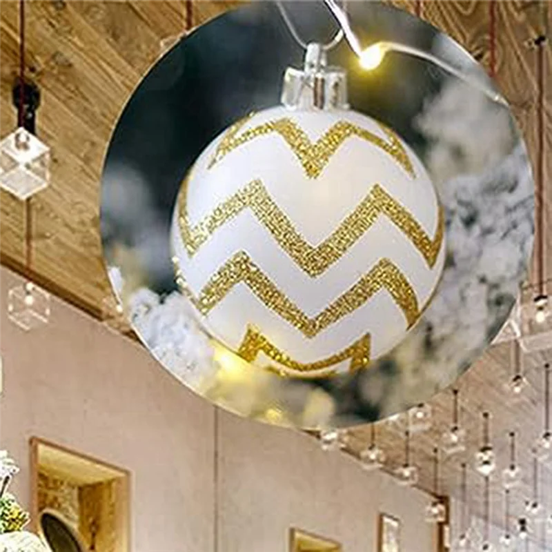 30PCS Christmas Balls ,60MM Gold&White Painted Shatterproof Festive Wedding Hanging Ornaments Christmas Trees Decoration