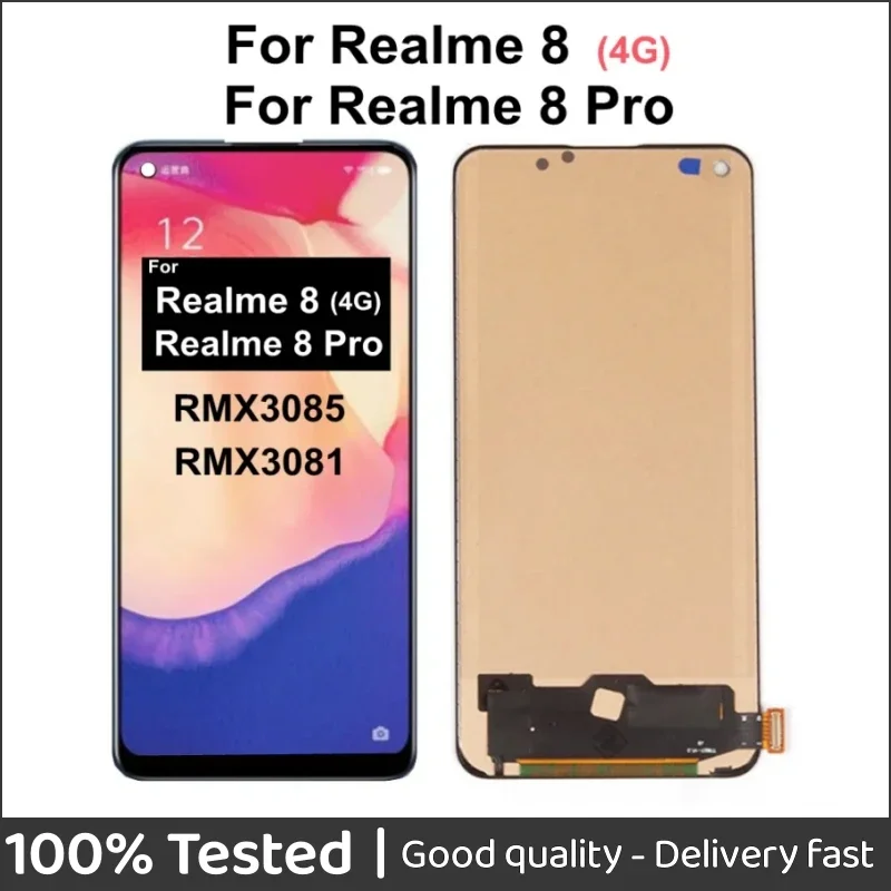 

6.4" TFT LCD For Realme 8 4G LCD Display Touch Screen Digitizer Assembly For OPPO Realme 8 Pro LCD RMX3085 RMX3081