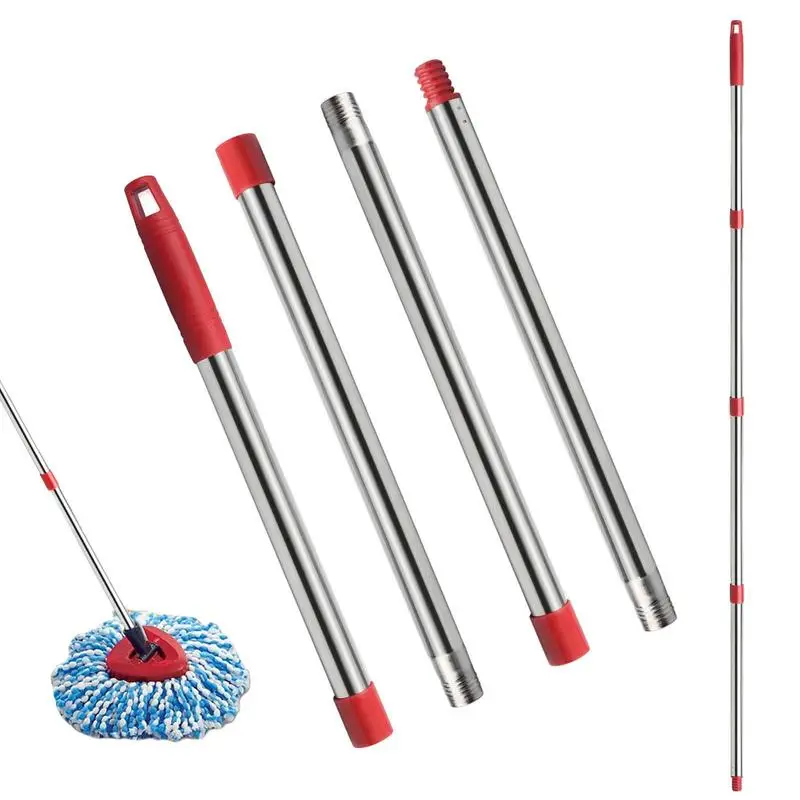 Durable Spin Mop Handle 4 Section Quick Assembly Extended Handle Pole Stick Universal Mop Magic Floor Squeeze Home Cleaning