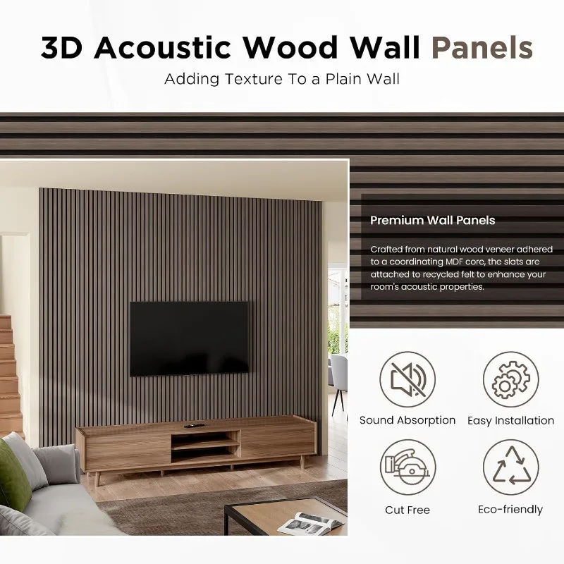 Wood Slat Acoustic Panels, 94.5