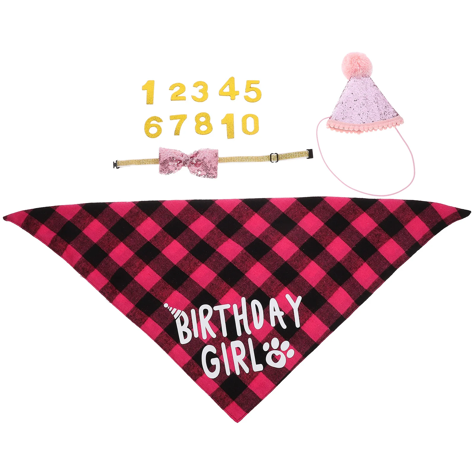 

1Set Cat Hat Bib Bow Tie Birthday Pet Costume Dog Outfit Decoration Supplies Pet Birthday Decoration Kit Cat Hat