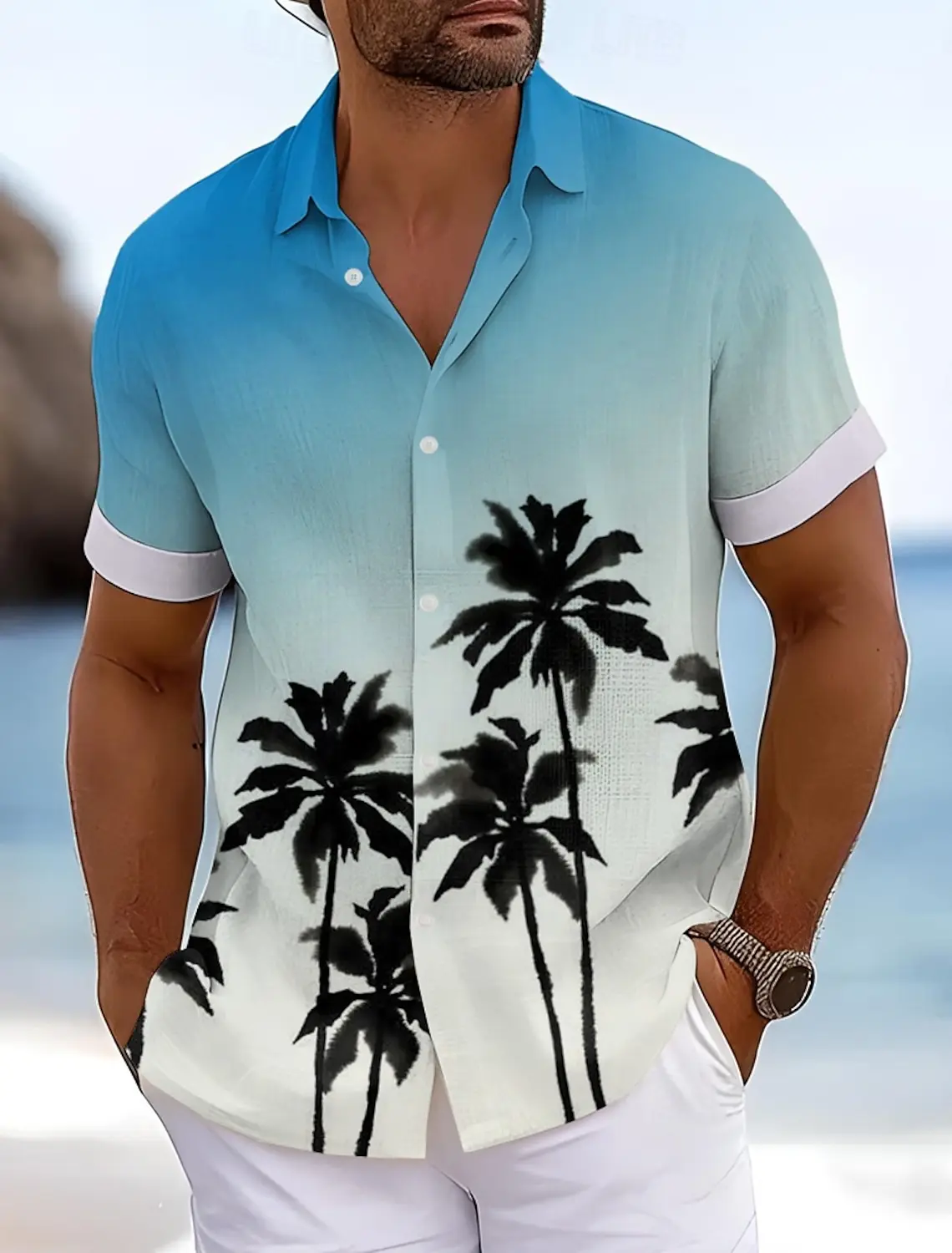Men\'s Coconut Tree Summer Hawaiian Shirt Aloha Shirt Short Sleeve Hawaiian Vacation Summer Turndown Button Up