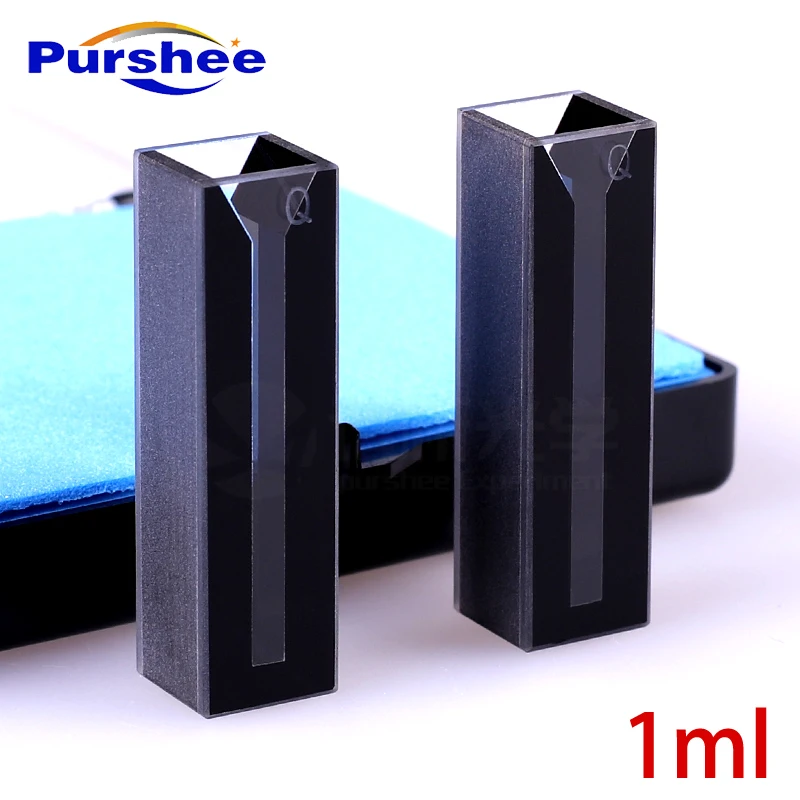 

2PCS 1ml Micro JGS1 Quartz Cuvette Cell With Black Walls And Lid 3mm Inside Width