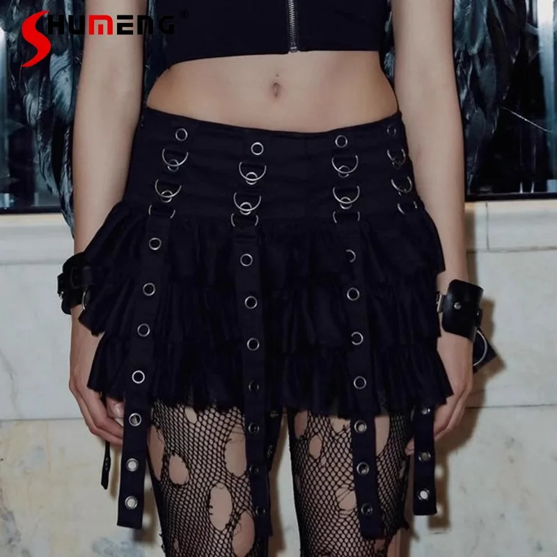 

Japanese Rojita Style Gothic Punk Net Yarn Cake Skirt Women's Asian Culture Skirt Hot Girl Black Mini Short Skirts Y2k Clothes