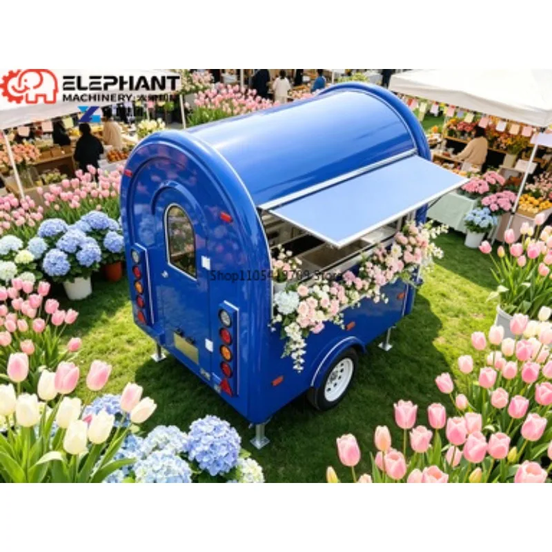 Integrated Curved Round Food Trailer Portable Mobile Catering Truck with Workbench