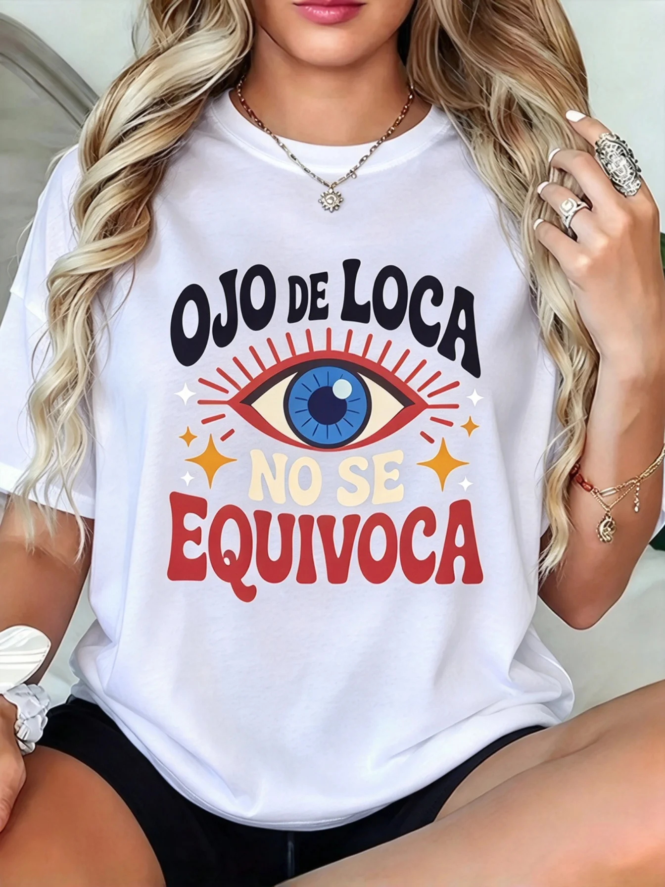 2026 Vintage Evil Eye Graphic Large Printed Cotton Unisex Short Sleeve T-Shirts for Kids Adults Retro Street Casual Tops