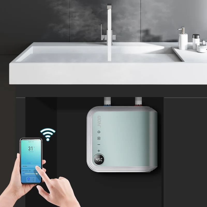 for Smart Thermostatic Mini Water Heater for Kitchen Bathroom Instantaneous Electric Tankless Instant Shower Hot Water Heater