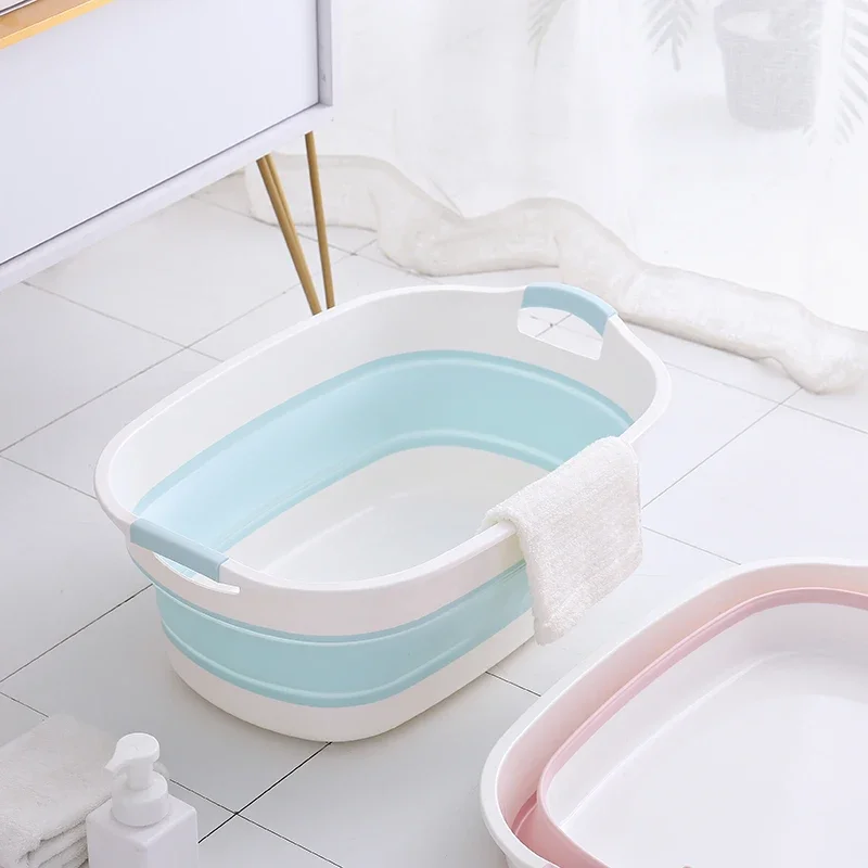 WIKHOSTAR Portable Baby Shower Bath Tub Folding Laundry Tub Portable Pet Bathtub Safety Security Bath Accessories Storage Basket