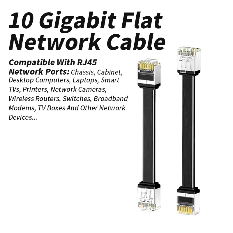 Ultra Short Cat 7 10 GB Shielded Flat Thin Ethernet Cable Short Body Crystal Head High Speed Computer Router Wire for Home Use