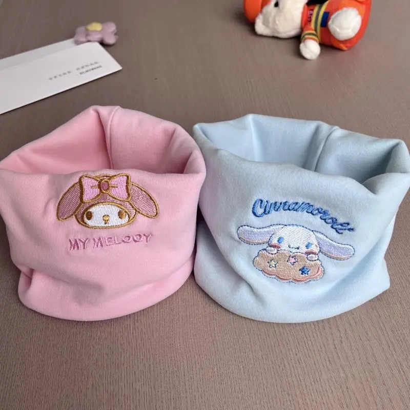 Sanrio Cinnamoroll Sciarpa per bambini Cartoon Kuromi Sciarpa per bambini carina morbida elastica portatile invernale Mantieni caldo Sciarpa pullover antivento calda