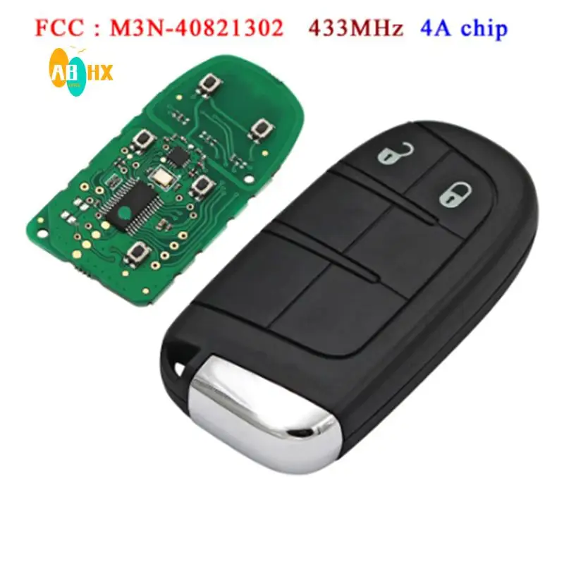 

ABHX-2 Button Smart Remote Key Fob 433Mhz 4A Chip For Jeep Compass 2015 2016 2017 2018 2019 2020 2021 FCC :M3N-40821302 SIP22