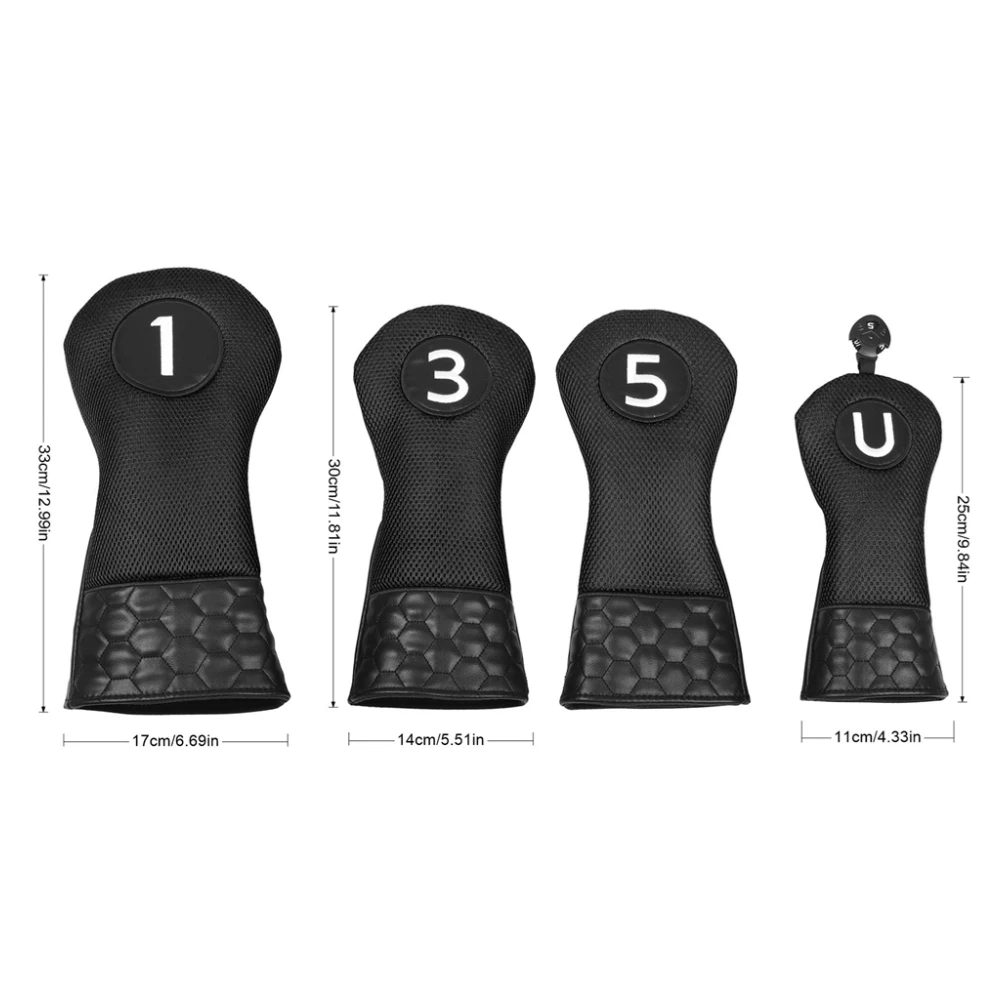 4 Pcs/set Golf Club Head Cover, Golf Wood Club Headcovers, for Driver Hybrid Fairway and UT, Portable Lightweight Protect