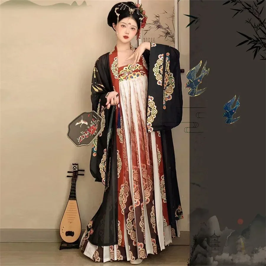 Robe traditionnelle chinoise Hanfu pour femmes, costume trempé, princesse de la dynastie Tang, vêtements de danse pour femmes, vert, rouge