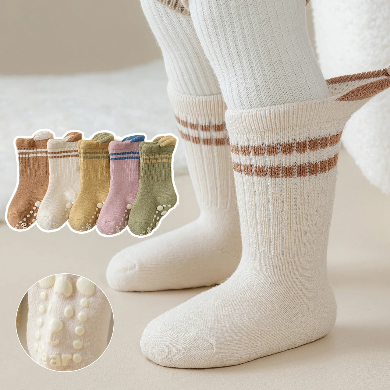 

Толстые теплые детские плюшевые носки, противохолодная обувь для новорожденных, зимние теплые детские носки средней длины, Нескользящие носки-тапочки для мальчиков и девочек 0-3 лет