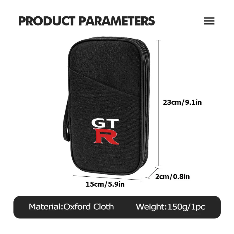 Travel Data Cable Organizer Pouch Carry Case Portable Storage Bag For Nissan GTR NISMO JDM R32 R33 R34 Teana Skyline Kawasaki view 6