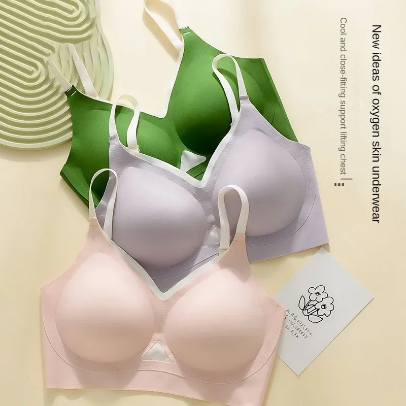 

Летний ультратонкий бесшовный бюстгальтер из ледяного шелка без стального кольца, противопровисающий, большой размер, красивая спина, дышащий спортивный бюстгальтер для сна