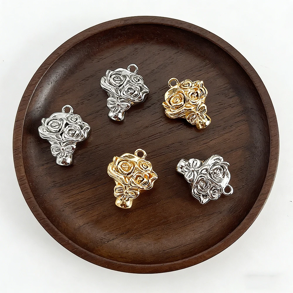 

Cordial Design 17*20MM 30Pcs Charms/Bouquet Shape/Jewelry Accessories/Copper Pendant/Hand Made/Genuine Gold Plating #196354