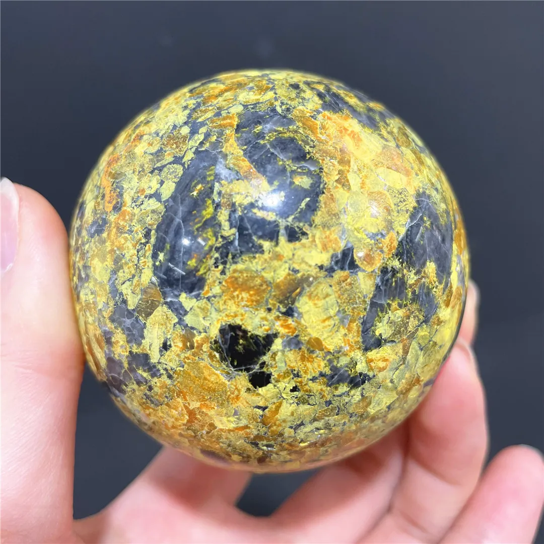 Golden Natural Realgar Mineral Ore Rocks Healing Crystal Ball Red Orpiment Gemstones Ornaments For Home Decoration Collecting