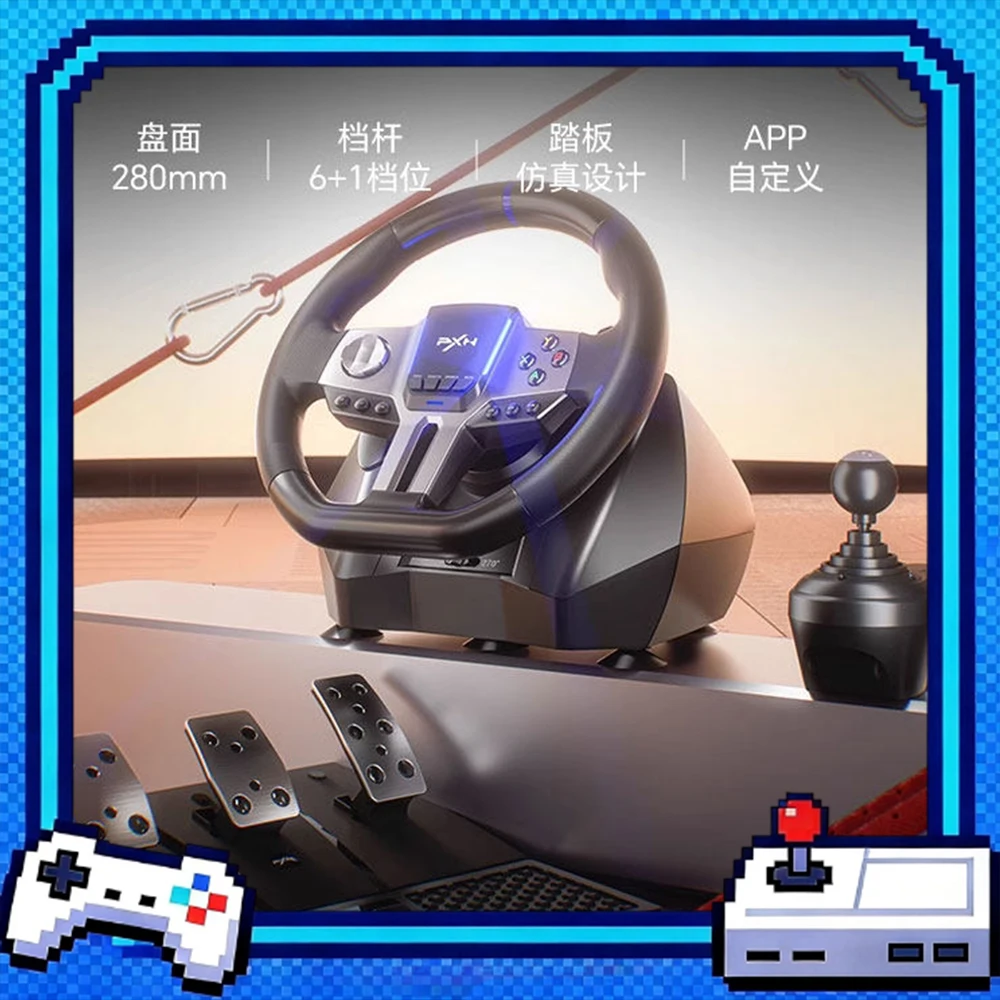 PXN V9 Gen2 Gaming Steering Wheel 270°/900° Racing Wheel Volante for PS4/PS3/PC Windows 8,10,11/Switch/Xbox One/Xbox Series X/S