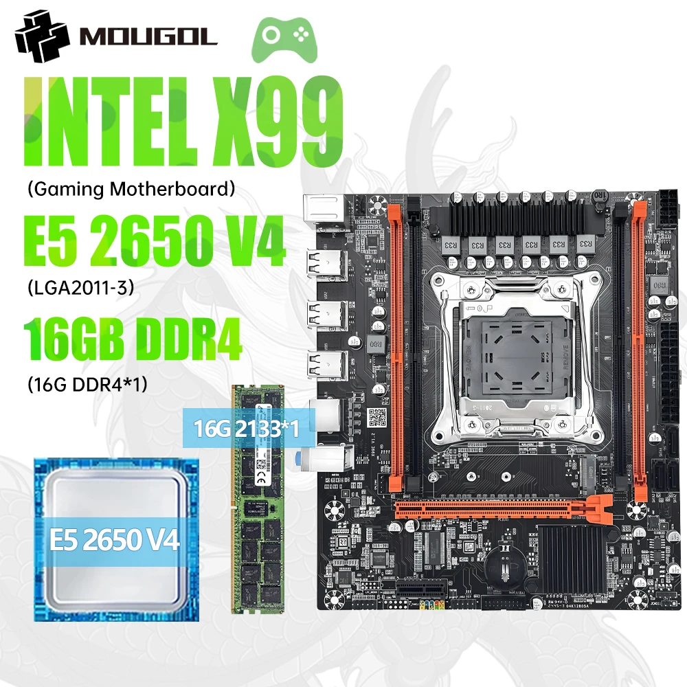 

Игровая материнская плата MOUGOL X99 с процессором 2650 V4, двухканальная память DDR4, PCIEx16 LGA2011-3, поддержка M.2 NVME для настольных компьютеров