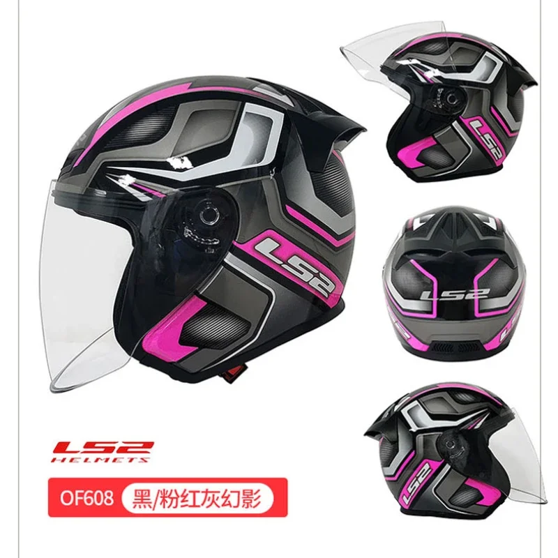 LS2 OF608 Motorcycle Summer Face Exposed Lightweight Breathable Half Helmet Knight Racing Bluetooth Helmet