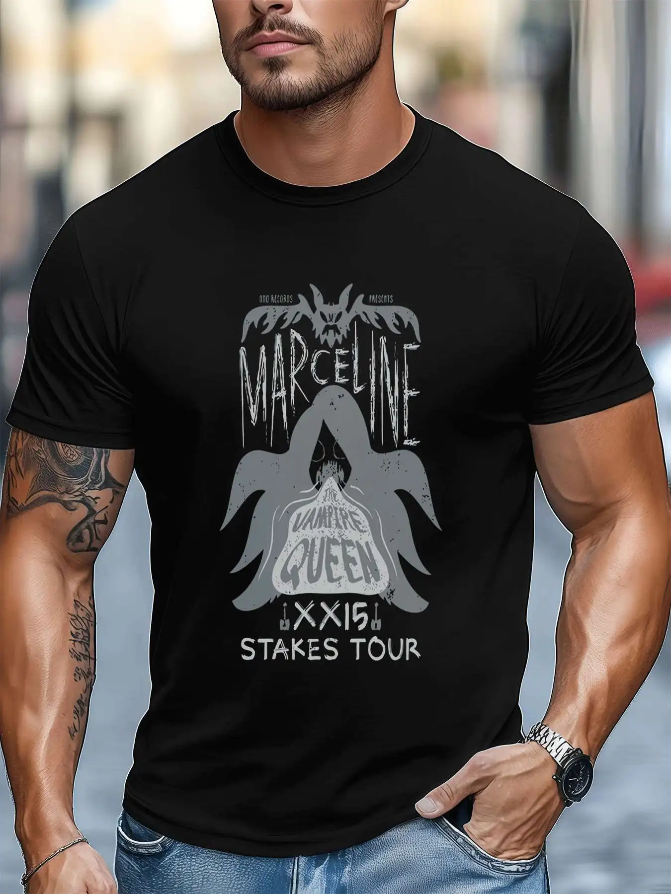 مارسيلين مصاص دماء كوين تور الرجال 220gsm جديد الصيف عادية طاقم الرقبة القطن الخالص قصيرة الأكمام تي شيرت