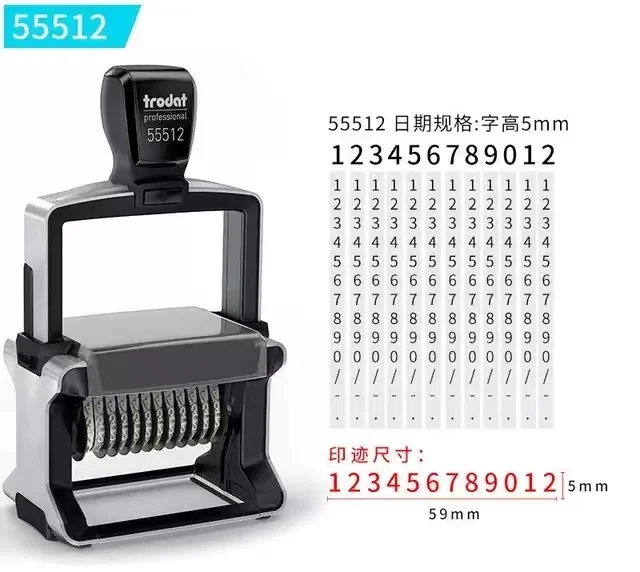 Sello de tinta trasera de alta resistencia Trodat, impresión abatible, digital manual, número de 6 dígitos, 8 dígitos y 10 dígitos, número ajustable, tinta automática