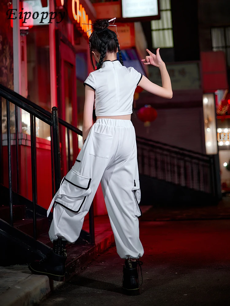 ชุดคอสตูมสำหรับเด็กสไตล์ฮิปฮอปสไตล์ฮิปฮอปของผู้หญิงชุดสำหรับชุดจีนเต้นแจ๊ส