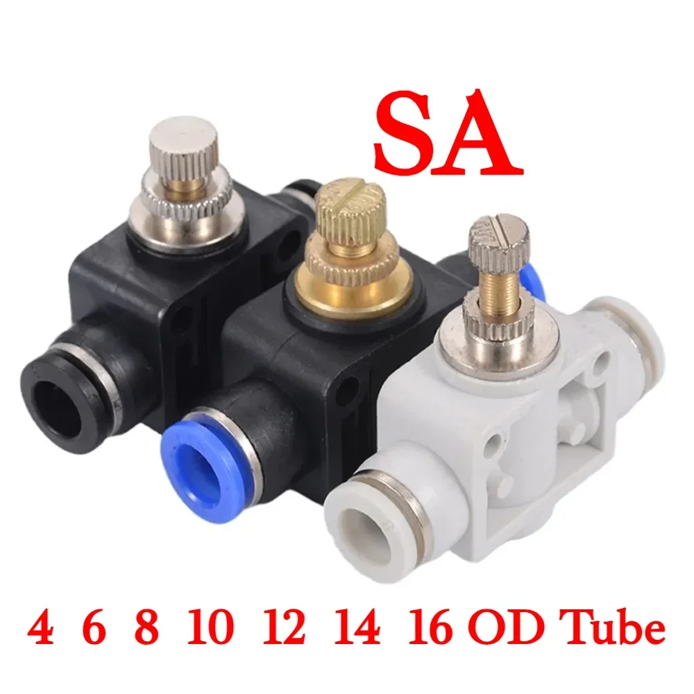 Sa 4 6 8 10 12mm Od Tube Pneumatic Fitting Push To Connect Quick Release Flow Manual Control Air Speed Throttle