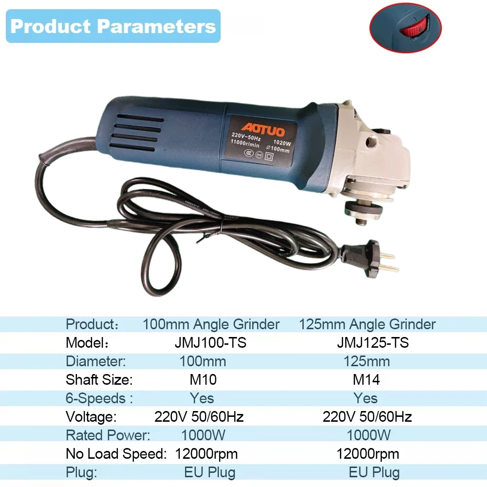 Mini máquina pulidora de 1000W, amoladora de corte de diamante, 100mm, 125mm, 6 velocidades, herramienta eléctrica de pulido y corte