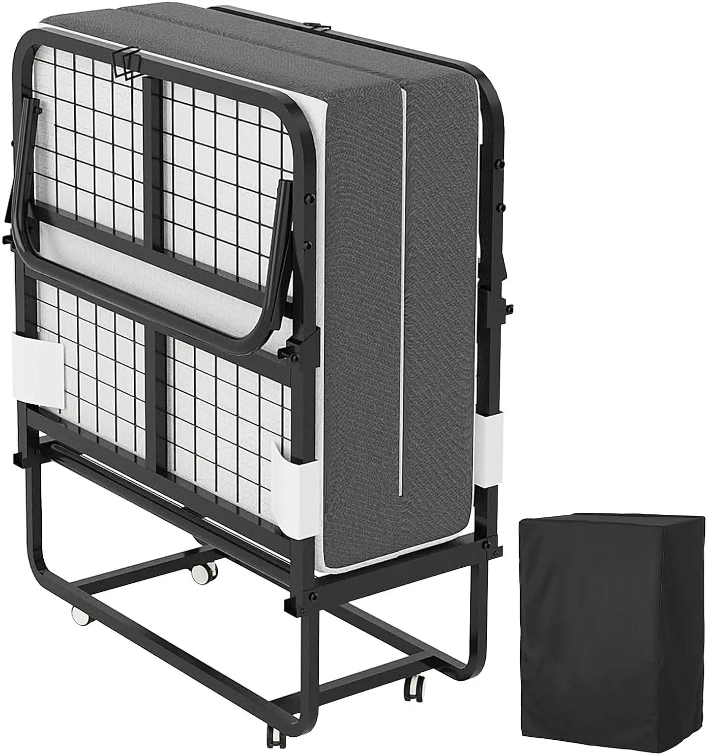 מיטה עם מזרן-מתקפל נייד משם מבוגרים למיטת אורח, 5 אינץ 'קצף זיכרון מפואר עבה, חיסכון בחלל לקפל ב'