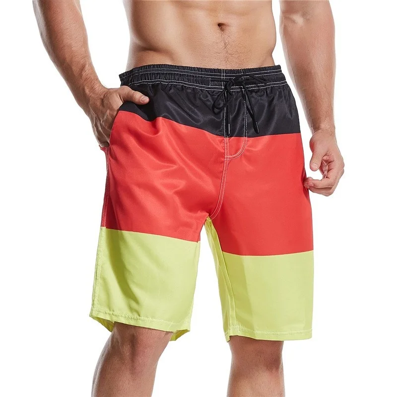 جديد الرجال عادية Qui-Drng مطبوعة Sweatpants منتصف الخصر البوليستر الصيف Faion مستقيم الساق الشاطئ orts للشباب