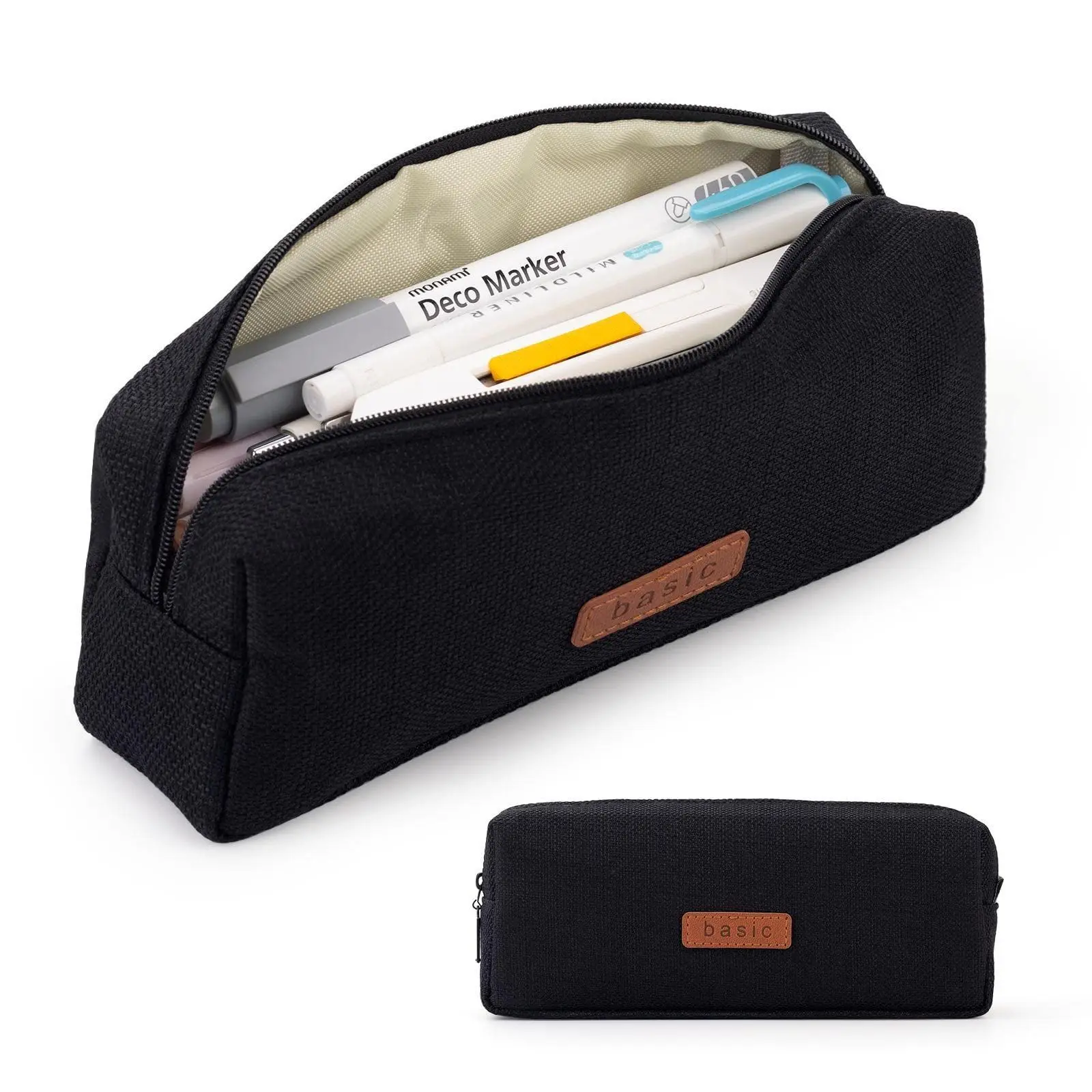 Einlagiges, einfarbiges Federmäppchen aus Baumwolle und Leinen mit großem Fassungsvermögen, Schreibwarentasche für Schüler der Mittel- und Oberstufe