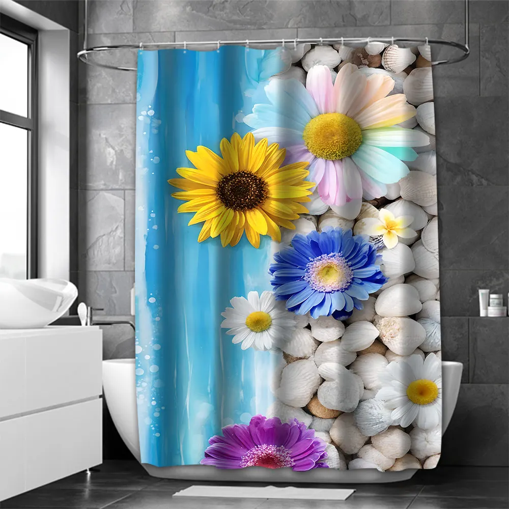 Sunflower Bathroom  Shower Curtain Colored Wood p Waterproof fabric bathroom Curtain With 12 Hooks Sunflower Home Deco Free Ship