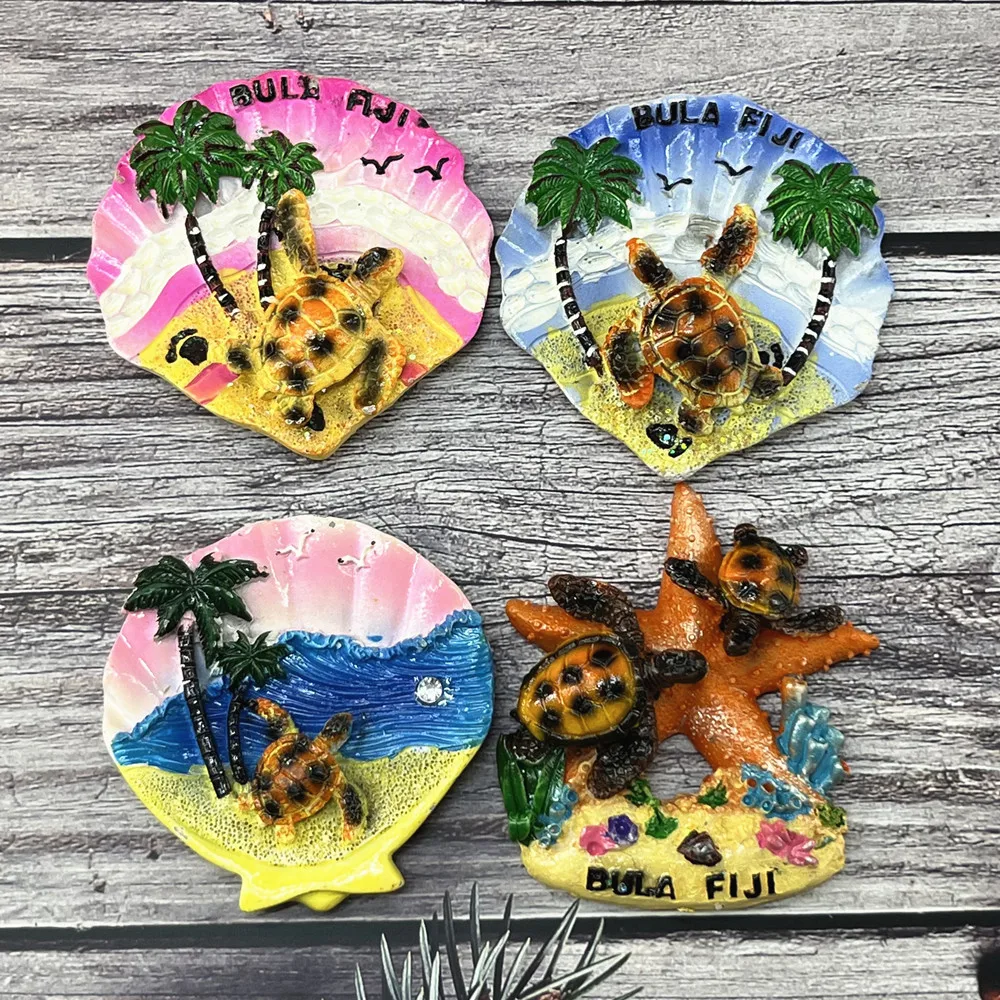 Fiji BULA 3D Meeresschildkröten-Kühlschrankmagnet, Tropisches Souvenir aus Harz, Geschenk & Sammlerstück