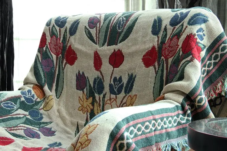 CHAUSUB Knitted Sofa Cover Cotton Blanket on the Bed Home Decor Throws Bed Cover Jacquard Coverlet Summer Bedspread for Bed