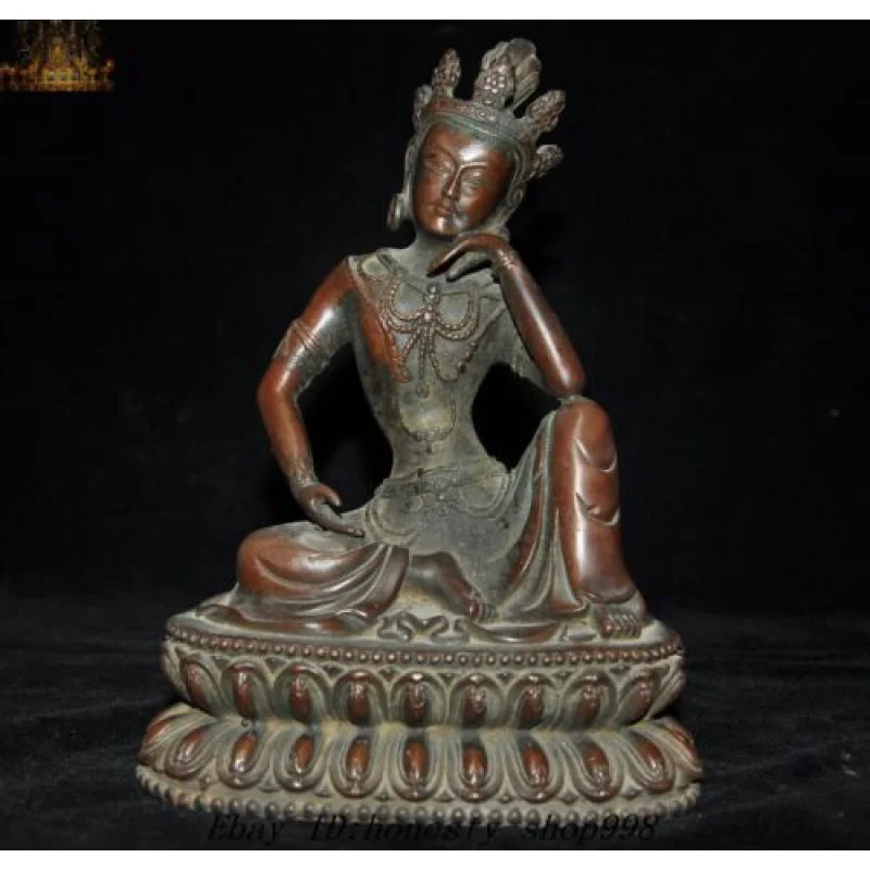 

8" Old Tibetan Buddhism Bronze Tara Goddess Guanyin Kwan-yin Buddha Statue 20cm