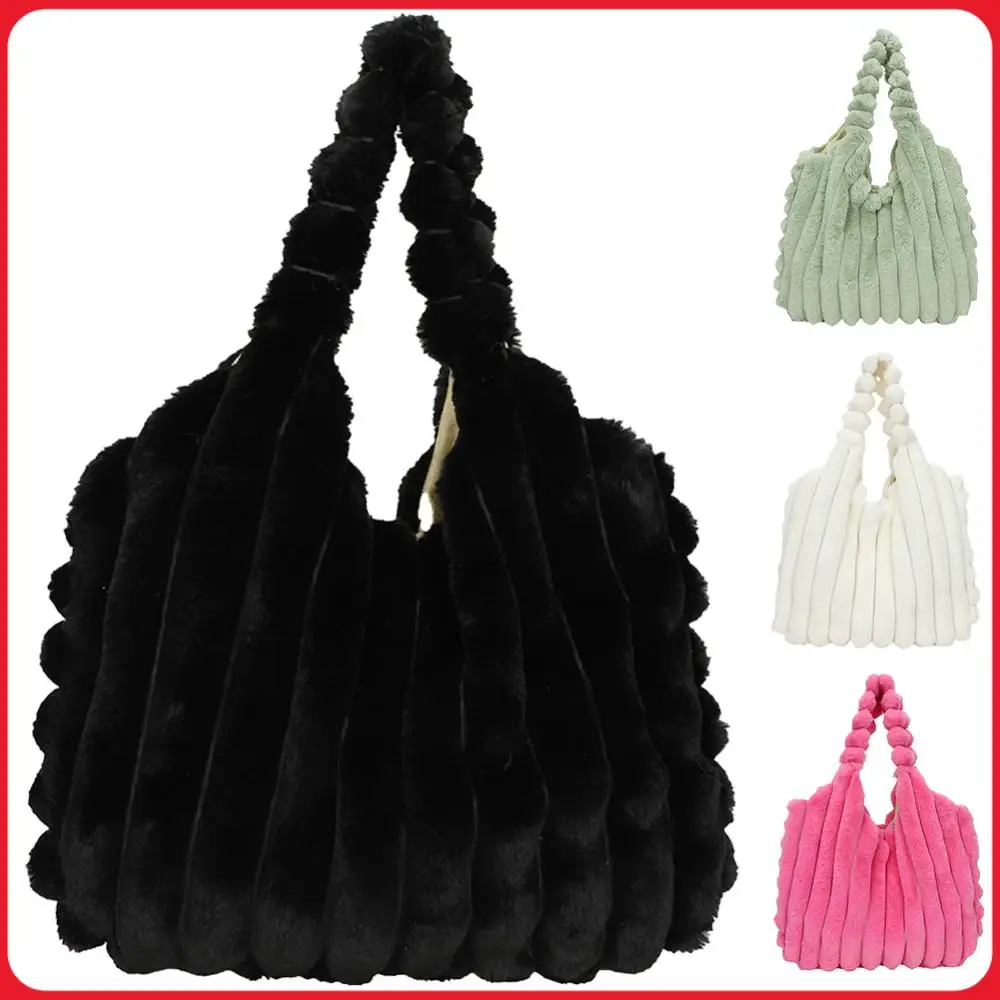 

Women Plush Tote Handbag Large Capacity Furry Shoulder Bag Versatile Fashion Casual Daily Dating Bag
